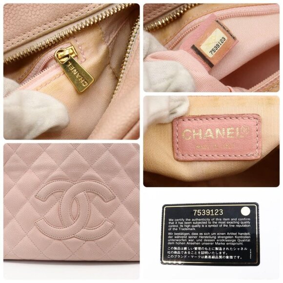Authentic CHANEL Caviar Petite Timeless Shopper Tote Quilted Shoulder Bag Pink - Picture 3 of 9